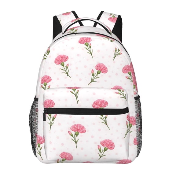 Pink Carnation Floral Backpack Lightweight Rucksack Travel Bag for Men and Women