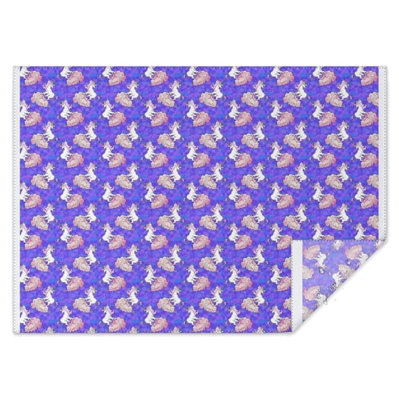 Purple Cartoon Unicorn Cloud Pattern Rectangle Tablecloth 60"x84",Waterproof Polyester Rectangle Table Cloth, Wipeable Spillproof Polyester Tablecloth for Dining, Camping, Indoor and Outdoor