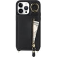 thumbnail image 6 of iPhone 14 Pro Wallet Case with Card Holder, 4 Slots Shockproof Leather Case for Women & Men, Magnetic Kickstand Crossbody Zipper Phone Case - A+Black, 6 of 16