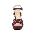 thumbnail image 6 of BLISSFUL STEP Women's Strappy Platform Slingback Stiletto Heels Sandals Burgundy 7, 6 of 7