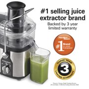Hamilton Beach Easy Clean Juicer Machine, 800 W 2-Speed 16 oz Fruit and Vegetable Juice Extractor, Easy Cleaning and 3 Big Mouth Chute, Black