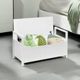 thumbnail image 2 of Demi Bonn 34" Storage Bench with Cushion, Lift-Top Toy Storage Organizer Trunk with 2 Safety Hinges, Wood Storage Box Chest for Bedroom, Entryway, Living Room, White, 2 of 8