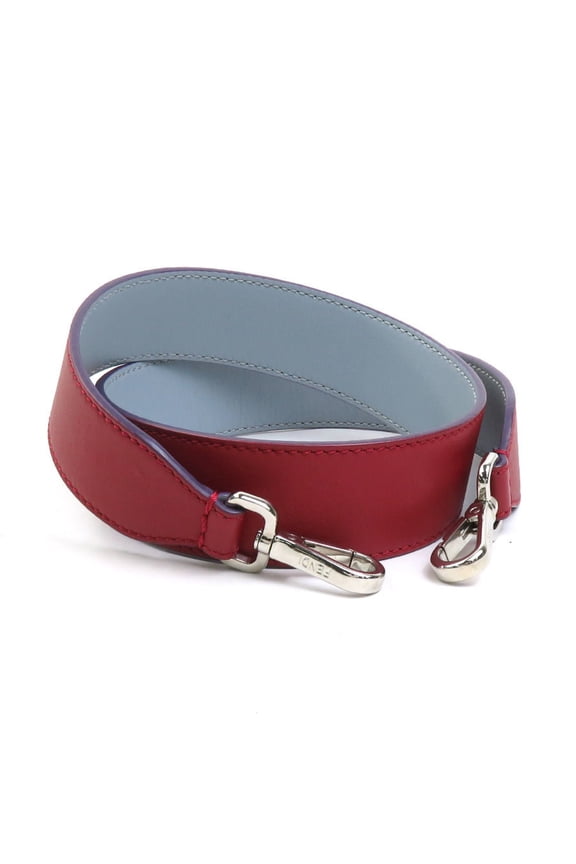 Pre-Owned FENDI Shoulder Strap Leather Red x Light Blue Women's h30968a (Good)