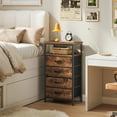 thumbnail image 3 of Nightstand with Charging Station, Bedside Table with 4 Fabric Drawers and USB Type C Ports AC Outlets, Adjustable Feet and Light Strip, Rustic Brown Bedroom Furniture for Dorm Living Room, 3 of 8