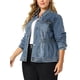 thumbnail image 1 of Plus Size Denim Jackets for Women Classic Washed Front Jean Jacket Blue 2X, 1 of 6
