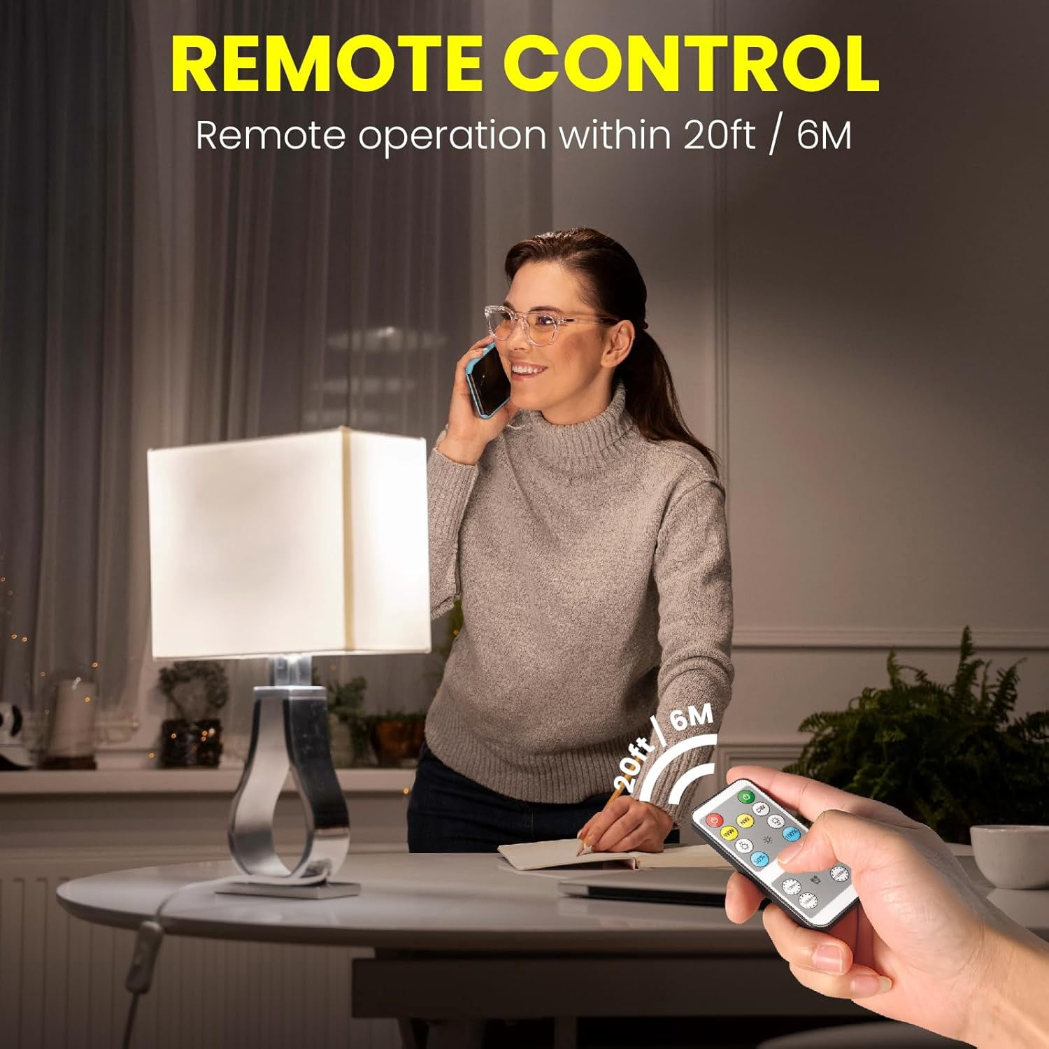 LXYWXS-E26 LED Light Bulbs with Remote Control, 400LM 4W Stepless Dimmable 3000K-4000K-6000K Light with Timer & Memory Function, 40W Equivalente Light Bulb for Living Room, Bedroom,2 Bulb& 1 Remote