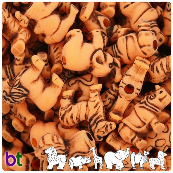 BeadTin Orange Antique Safari Animal Pony Beads (2oz)