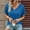 Blue, variant on Womens Summer T-Shirts Short Sleeve V Neck Dolman Tops Loose Fit Shirts Spring Fashion