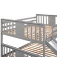 thumbnail image 5 of Full Over Full Bunk Bed, Solid Wood Bunk Bed with Slide for Kids Teens, Low Bunk Bed Frame with Ladder and Guardrails, Wooden Floor Bunk Bed Bedroom Guest Room Furniture, Space Saving, Gray, 5 of 7