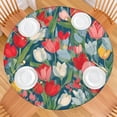 thumbnail image 2 of Pioneer Flower Floral Print Pattern Round Fitted Tablecloth with Elastic Edge,Dining Table Cover Waterproof,Outdoor Round Tablecloth for Camping,Dining,Indoor and Outdoor, 2 of 7