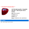 thumbnail image 2 of Left Tail Light Assembly - Compatible with 2001 - 2003 Chrysler Town & Country 2002, 2 of 2