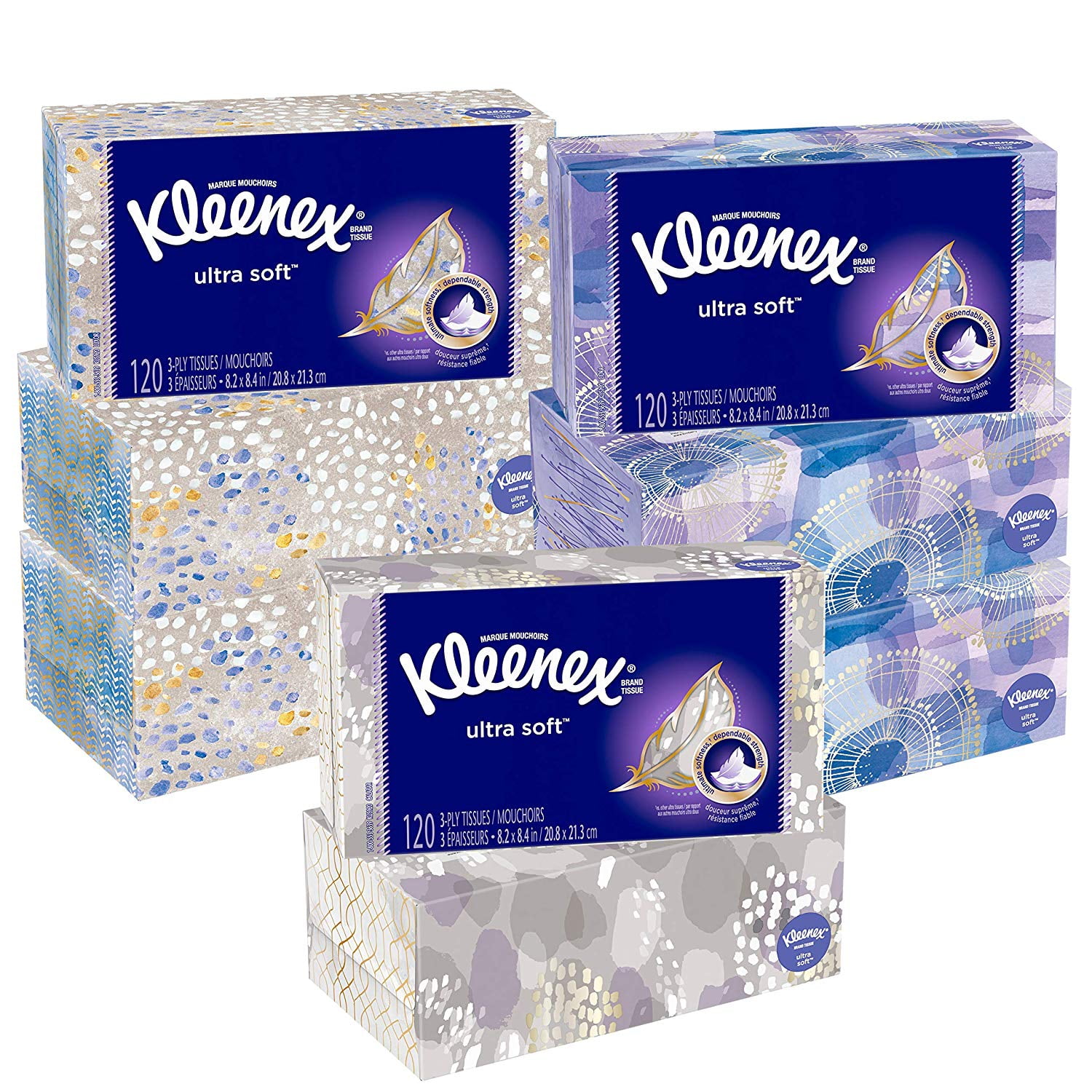 120 Tissues per Box 8 Flat Boxes Kleenex Ultra Soft Facial Tissues 960 Total 