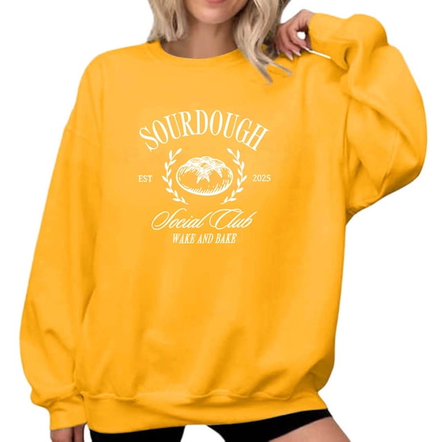 Chandail de Sport à Col Rond Imprimé pour Femme à Manches Longues, Chandail Molletonné Décontracté, Doux et Confortable, Haut Mode pour Tous les Jours