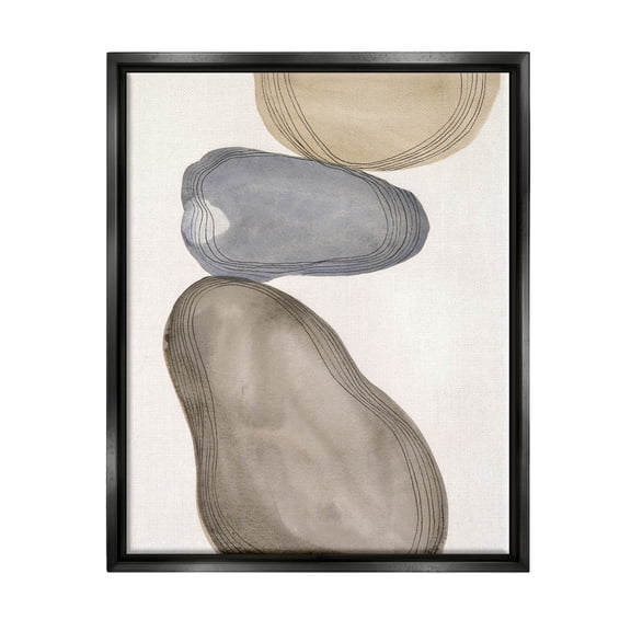 Stupell Industries Modern Geometric Shapes Composition Graphic Art Jet Black Floating Framed Canvas Print Wall Art, Design by Laura Marr