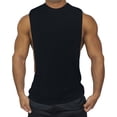 thumbnail image 5 of Xioeram Summer Men Vest Solid Color Sleeveless O Neck Thin Sweat Absorption Quick Dry Loose Deep Armpit Fitness Workout Jogging Tank Top, 5 of 8