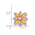thumbnail image 3 of Real 14kt White Gold Diamond and Citrine/Pink Tourmaline Flower Chain Slide; for Adults and Teens; for Women and Men, 3 of 3