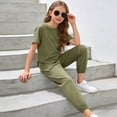 thumbnail image 4 of Summer Outfits for Teens 2026 Size 6-14Y Girls Clothes 2 Piece Spring Solid T-Shirt&Top Wide Leg Pants Fall Outfits Y2K Clothing Set, 4 of 6