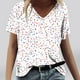 thumbnail image 3 of Tops Cortos para las Mujeres Día de la Independencia Patriótica Impreso Cuello en V, Camiseta Casual de Manga Corta para Diario, Hogar Y Cómodo, 3 of 4