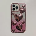 thumbnail image 3 of Compatible with iPhone 14 Pro Max Bling Case Glitter 3D Love Heart Electroplating Glossy Gradient Shiny Clear Cute Luxury Fashion Unique Shockproof Protection Cover for Women Girls, 3 of 7
