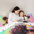 thumbnail image 4 of Castle Fairy Cute Black Girl Full Size Comforter Sets 3-Piece,Abstract Rainbow Bow Print Bedding Comforter Set,Green Yellow Pink,1 Comforter and 2 Pillowcases, 4 of 6