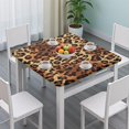 thumbnail image 3 of Orange and Brown Leopard Pattern Square Fitted Tablecloth with Elastic Edge,Square Table Cover,Washable Elastic Table Cover for Home Kitchen Party Decor 34"x34", 3 of 6