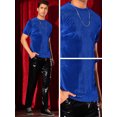 thumbnail image 5 of DARING DIVA Men's Velvet Crew Neck Short Sleeve Tee Tops Disco Velour T Shirts S Blue, 5 of 6