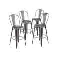thumbnail image 3 of Flash Furniture Commercial Grade 30" High Distressed Silver Gray Metal Indoor-Outdoor Barstool with Back, 3 of 11