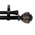 thumbnail image 2 of 28" to 48" Adjustable 3/4" Dia Double Curtain Rod in Black with Ingo Finials,(4789-282), 2 of 3