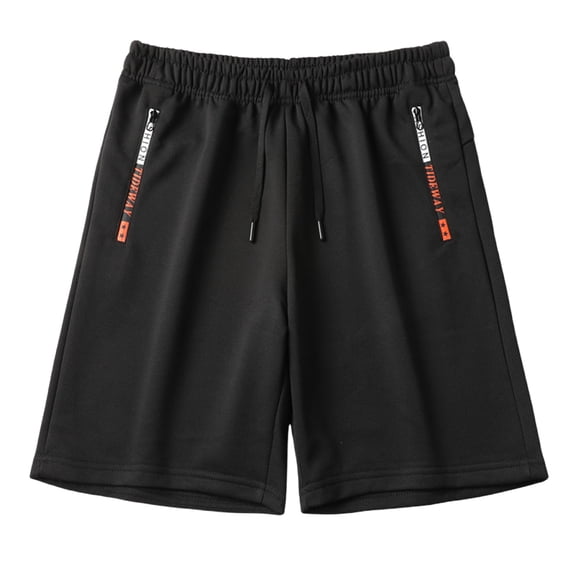 JUUYY Men's Comfort Workout Shorts - Lightweight Breathable Running Sports Athletic Gym Shorts with Zip Pockets Black L