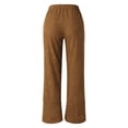 thumbnail image 5 of Women's Solid Color Corduroy Pants, Elastic Waist Straight Leg Trousers, Casual Pull On High Waisted Fall Winter Slacks with Pockets for Daily Wear Brown XXL, 5 of 5
