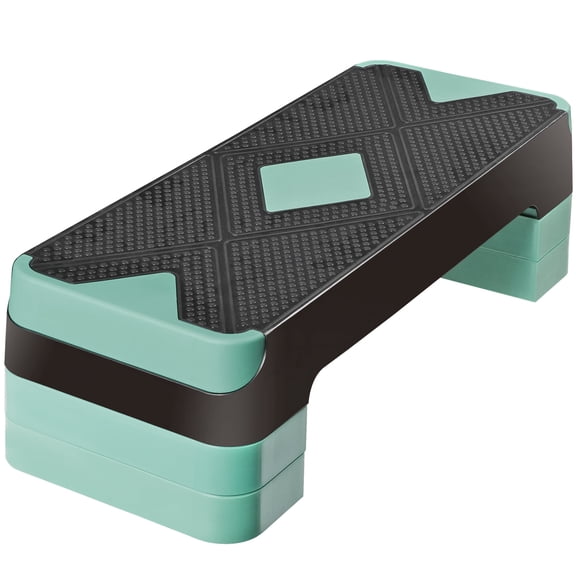 SuperDeal 27" Adjustable PP Aerobic Stepper Workout Fitness Cardio Exercise Platform Trainer w/4 Risers, Green