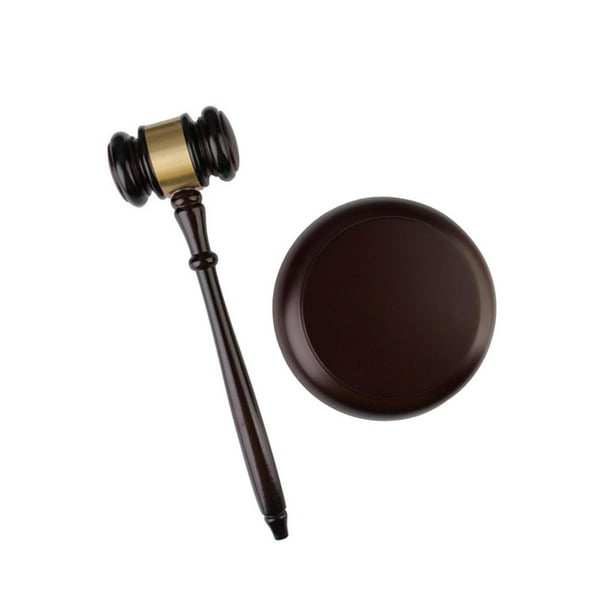 Naiovety Juguete de martillo de madera hecho a mano para subastas de justicia, regalo artesanal único Kits de decoración para fiestas con base 26.5x7.6 cm
