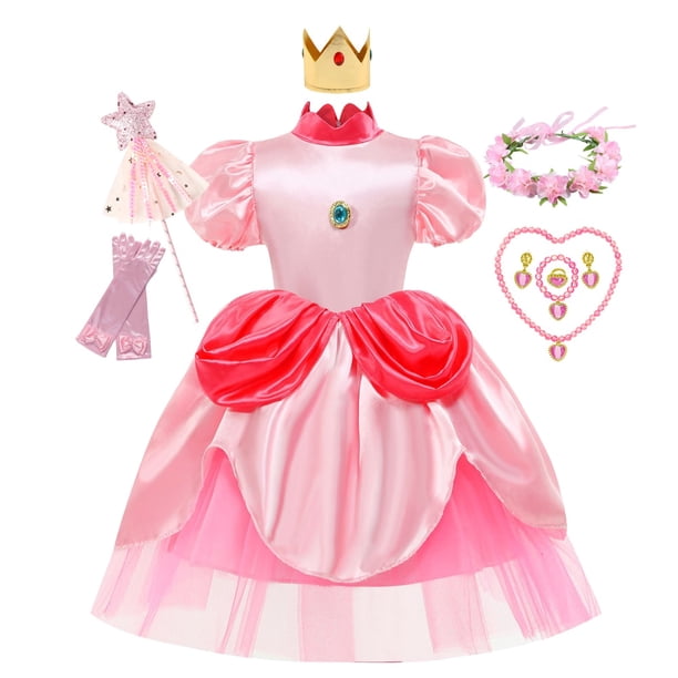 Vestido de princesa melocotón para niña, disfraz de Halloween, disfraz de Navidad para niños, ropa para niños, trajes de fiesta de carnaval de cumpleaños9-10T(150) Gao Jinjia LED