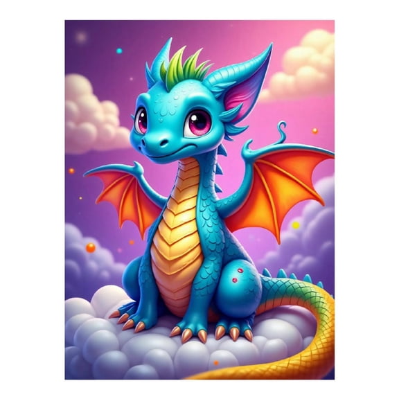Diamond Art Kit for Adults, Cute Dragon Blue Print No.120 Diamond Painting for Adults Beginners, 5D DIY Diamond Art Painting Kits, Colorful Diamond Painting Craft for Home Decor 12x16
