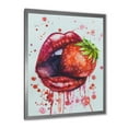 thumbnail image 2 of Designart 'Red Girl Lips Eating A Strawberry' Modern Framed Art Print, 2 of 4