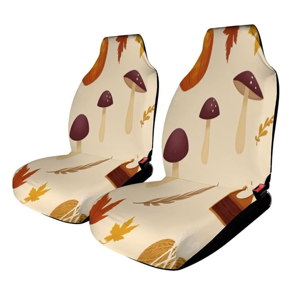 Autumn Leaves, Mushrooms, Pumpkin, Pie Set of 2 Car Seat Covers Seat for Carseats Front Seat Auto Car Interior Accessories Universal 2 Piece