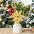thumbnail image 4 of Bfogop 10Inch Christmas Poinsettia Glitter Decor Artificial Snowy Velvet Flowers Christmas Poinsettia Flowers Picks with Stems for Christmas Tree Ornament DIY Wreath Xmas Party Supplies, 4 of 6