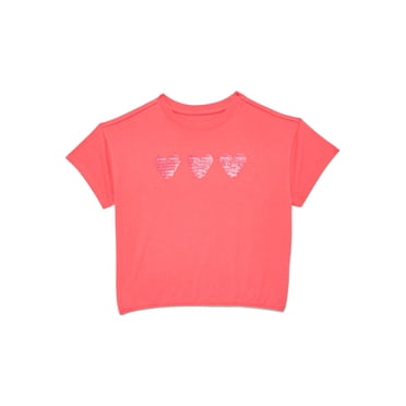 Wonder Nation Girls Boxy Tee with Short Sleeves, Sizes 4-10