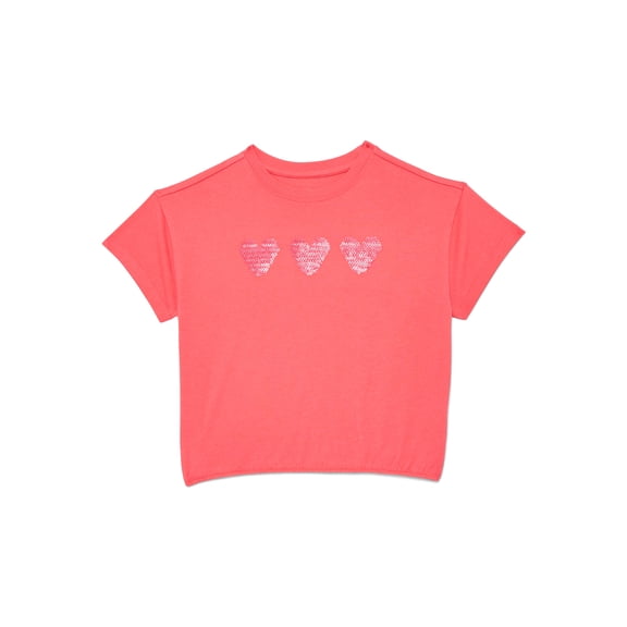 Wonder Nation Girls Boxy Tee with Short Sleeves, Sizes 4-10