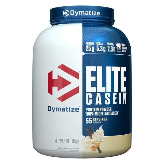 Dymatize Elite 100% Micellar Casein Powder, 25g Protein, Smooth Vanilla, 4 lb