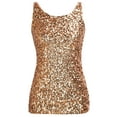 thumbnail image 4 of PrettyGuide Women Shimmer Glam Sequin Embellished Sparkle Tank Top Vest Tops Gold S, 4 of 5