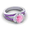 thumbnail image 3 of 2.35 Ct Oval Cut Pink Sapphire & Amethyst Gemstone Luxurious Engagement Ring for Women Solid 14K White Gold Size 3.5 by Diamond-Capitals, 3 of 8