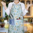 thumbnail image 6 of Lightblue Daisy Flower Small Flowers Apron-Garden Aprons for Women with Pockets-Cotton Linen Waterproof Kitchen Cooking Gardening Aprons Adjustable for Kitchen,Cooking,BBQ and Salon 33x27 Inch, 6 of 7
