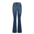 thumbnail image 2 of Jeans for lady Ladies Boot Cut Jeans Ripped High Rise Stretchy Flare Bottom Washed Vintage Jean Trousers Long Denim Pants with Pockets Blue L, 2 of 9