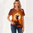 thumbnail image 4 of Halloween Witch Shirt Women V Neck T Shirt Funny Graphic Tee Tops Orange XL, 4 of 6