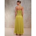 thumbnail image 2 of Green Solid Halter Tie Maxi Dress With Pleated Skirt And Keyhole Bust Detail, 2 of 8