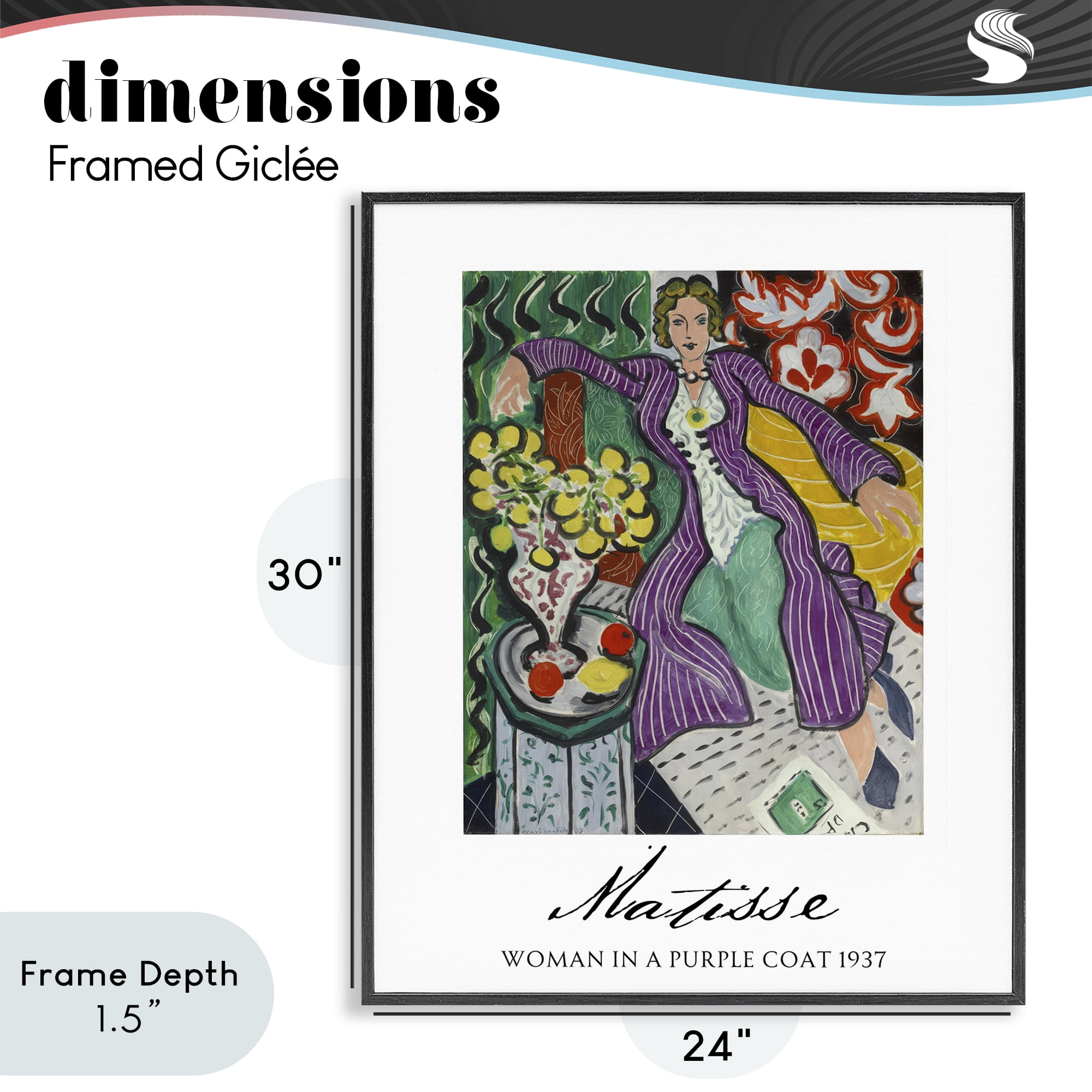 Stupell Industries Matisse Woman In Purple Coat Black Framed Giclee Art, design by Vintage Hustle