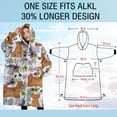 thumbnail image 4 of Oversized Wearable Blanket Hoodie,Yorkie Dog and Flower Florals Sherpa Blanket Hoodie with Super Pockets,Super Warm Fuzzy Pullover for Women & Men, 4 of 6