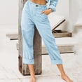 thumbnail image 4 of WILLBEST Pantalones Casuales de Mujer con Cintura Elástica y Bolsillos, Pantalones Casuales de Lino Cómodos para Uso Diario Chica, 4 of 6