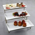 thumbnail image 3 of Gibson Elite Gracious Dining 3 Tier Rectangular Serving Platter Cake Stand, Gold, 3 of 3
